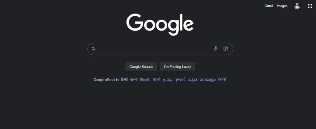 Top web design trends in 2024: An image depicting Google's dark mode design