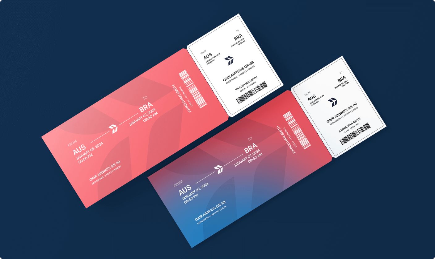 Airline tickets in navy blue background