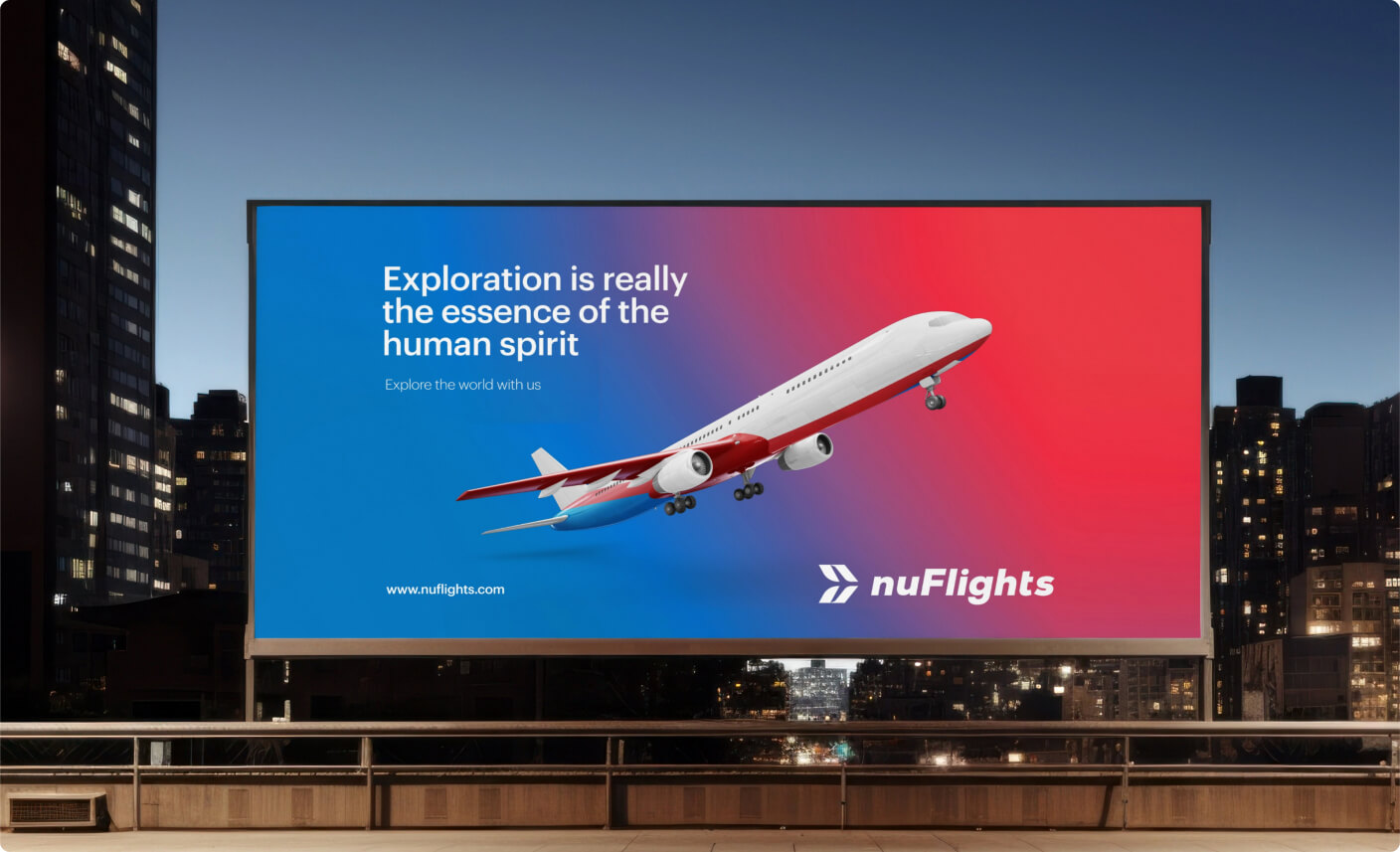 Billboard showing airplane