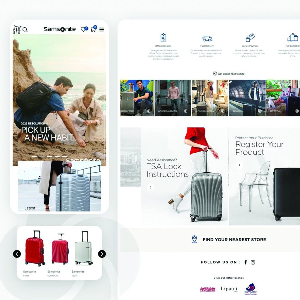 samsonite website previews