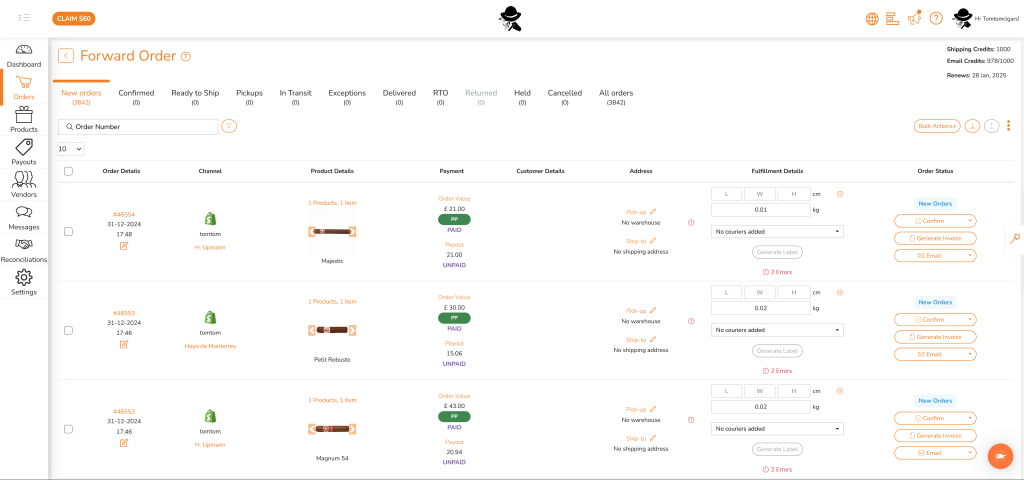 Order Page - shipturtle